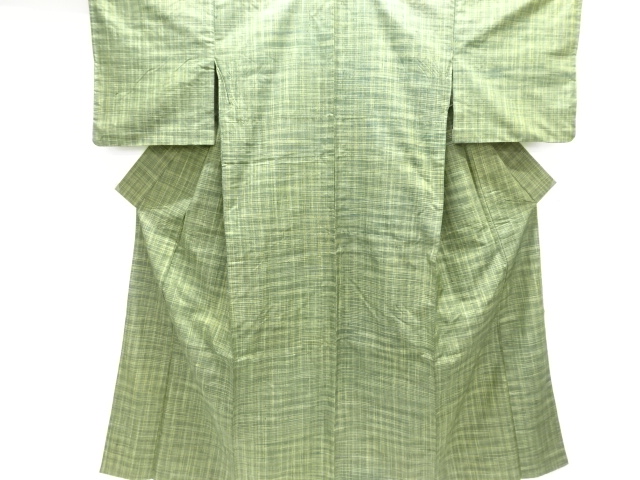 JAPANESE KIMONO / ANTIQUE CHECKERED WEAVE TSUMUGI KIMONO